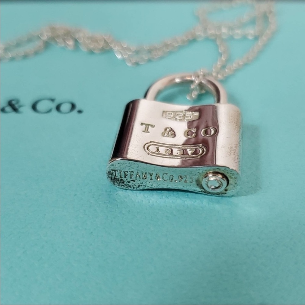 Tiffany & Co. 1837 Silver Lock Pendant with chain Necklace